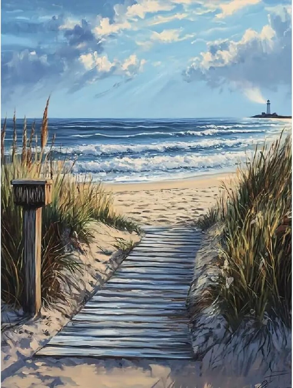 5D Beach Scenic Diamond Painting Kit – Road Diamond Art for Adults, DIY Full Drill Crystal Rhinestone Arts and Crafts (16x12 Inch)